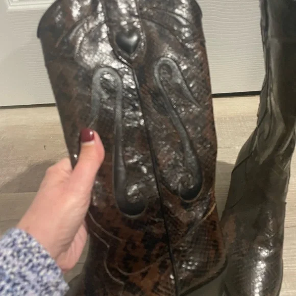 Made in Italy leather cowboy snakeskin boots - Picture 2 of 9